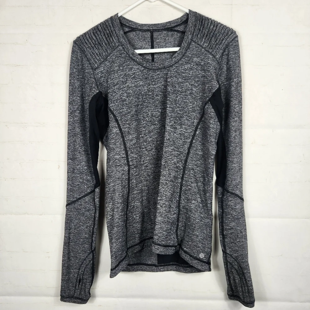 Lululemon Star Runner Long Sleeve Rulu Running Athleisure Top Black Gray 8